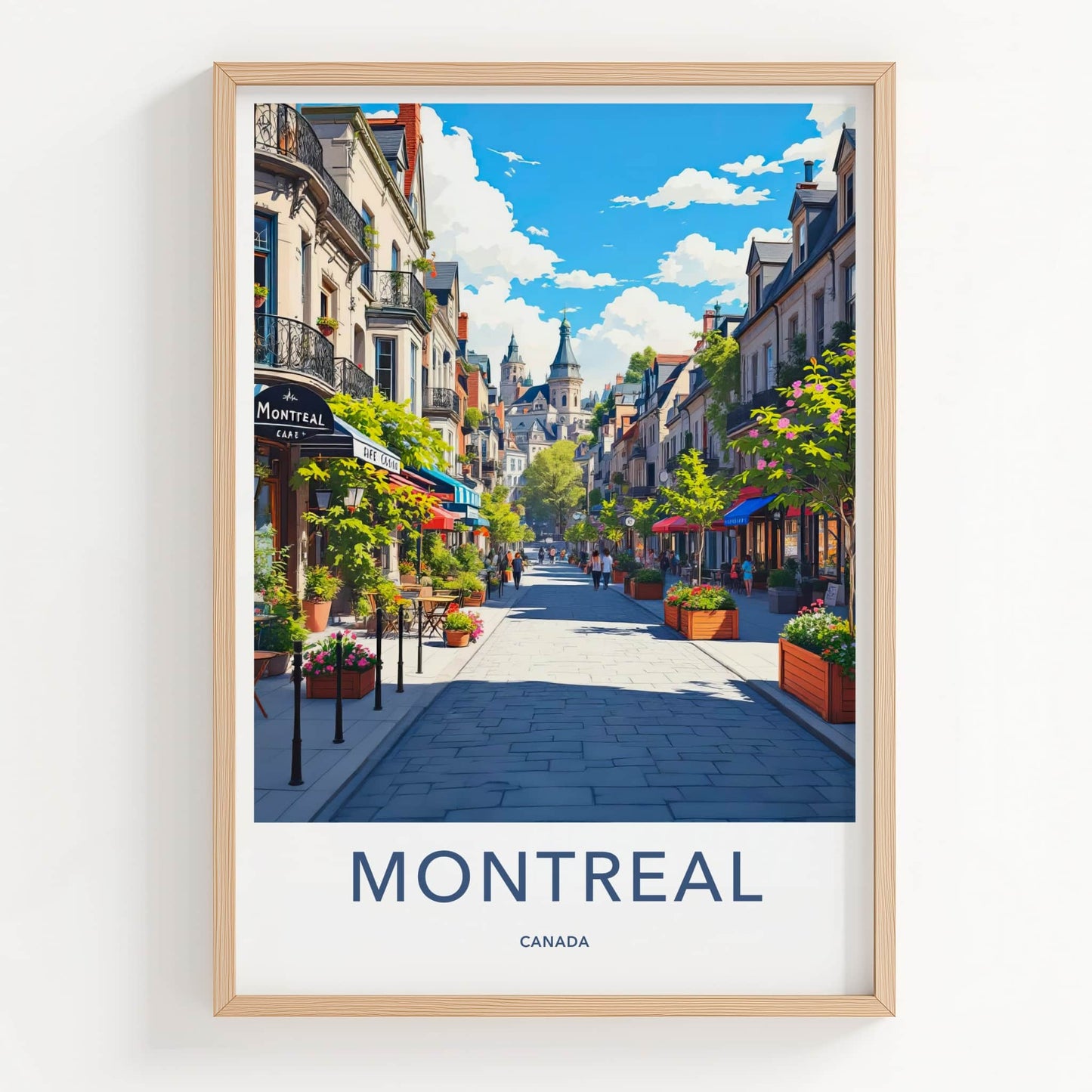 Montreal Poster - Canada Travel Art - Charming Street Scene Home Decor