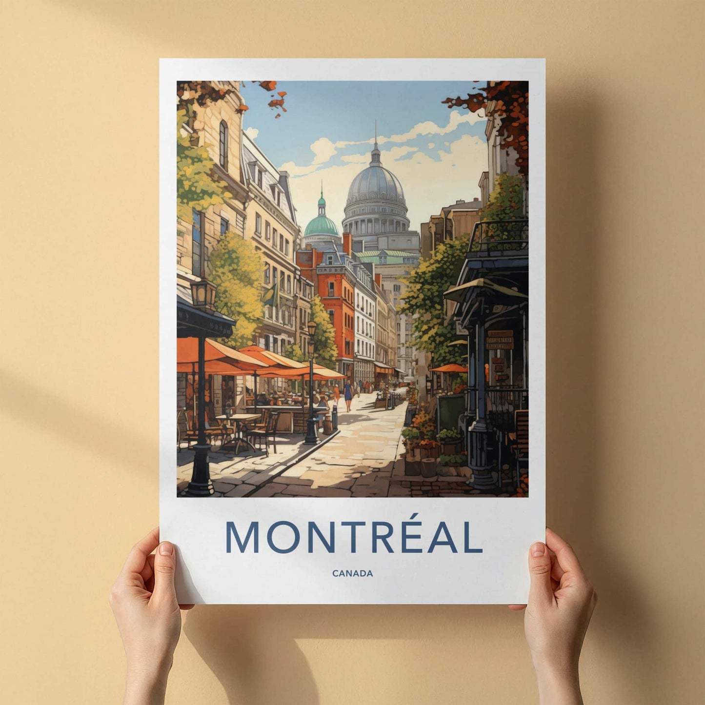 Montreal Poster - Canada Travel Art - Historic City Street Home Decor