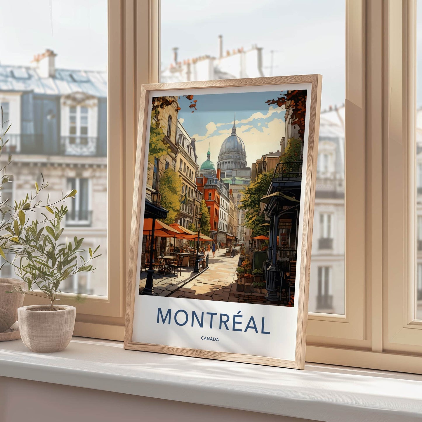 Montreal Poster - Canada Travel Art - Historic City Street Home Decor