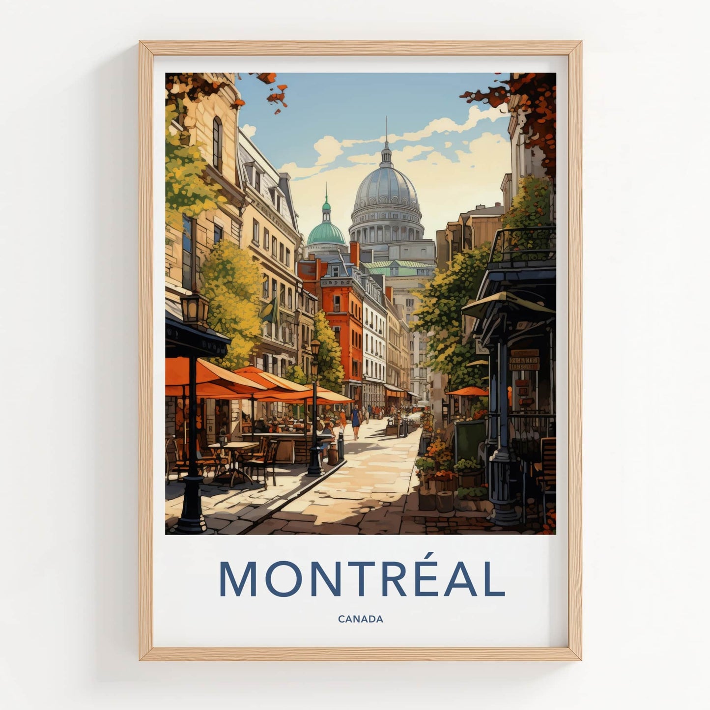Montreal Poster - Canada Travel Art - Historic City Street Home Decor