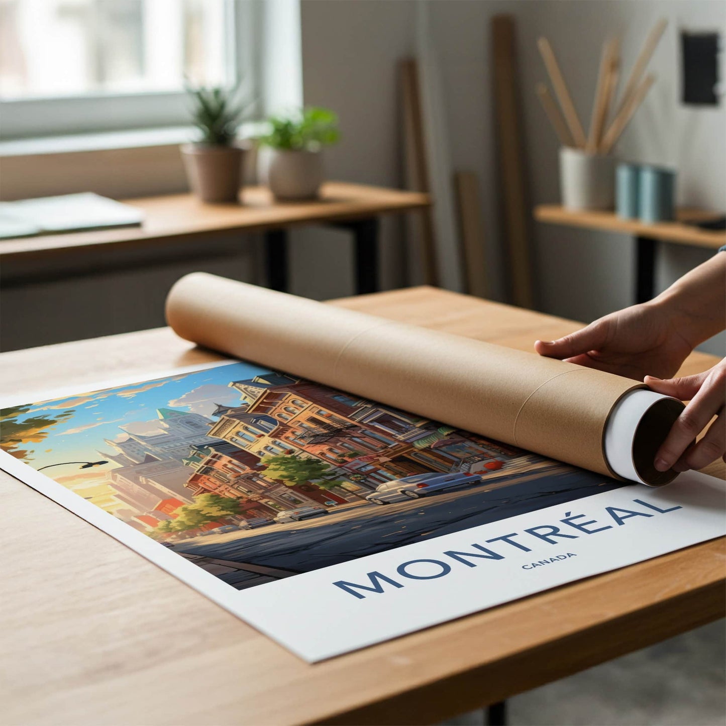 Montreal Poster - Canada Travel Art - Historic Street Vibrant Home Decor