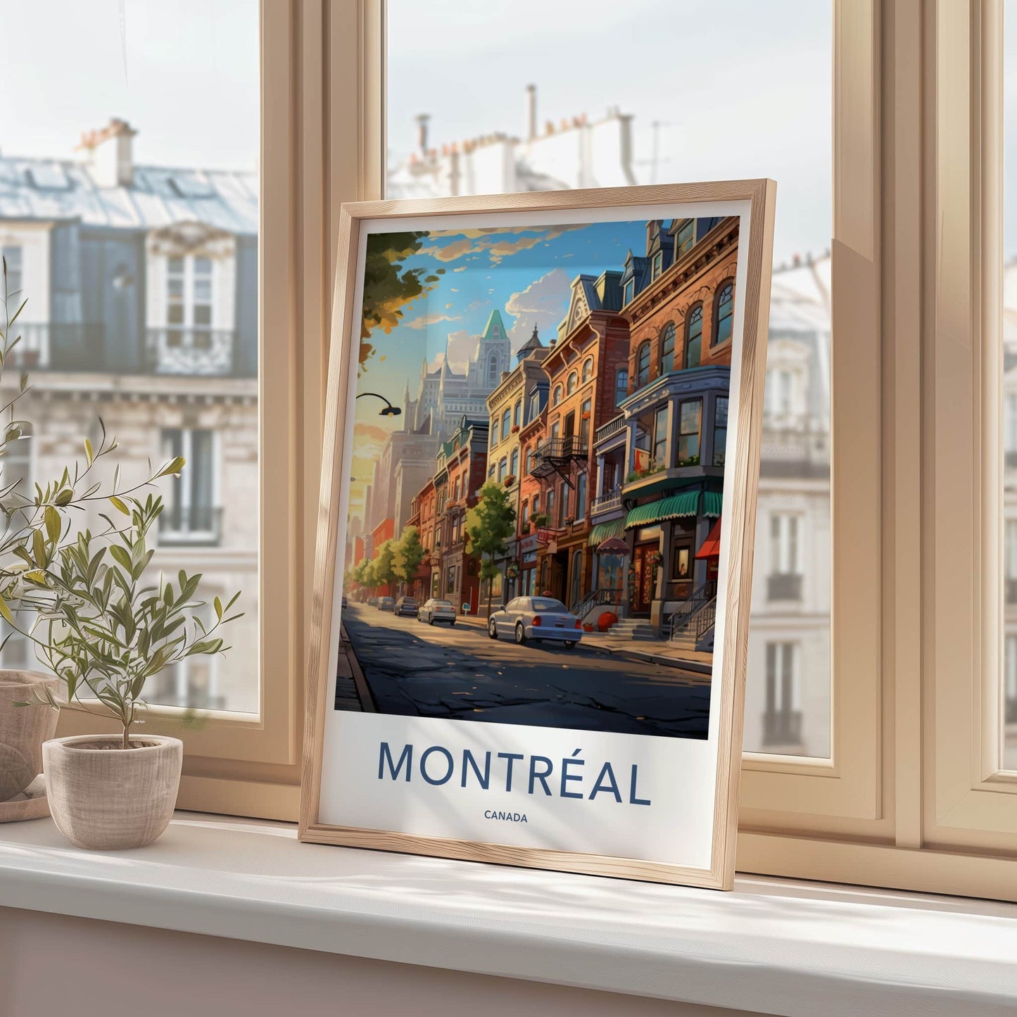 Montreal Poster - Canada Travel Art - Historic Street Vibrant Home Decor
