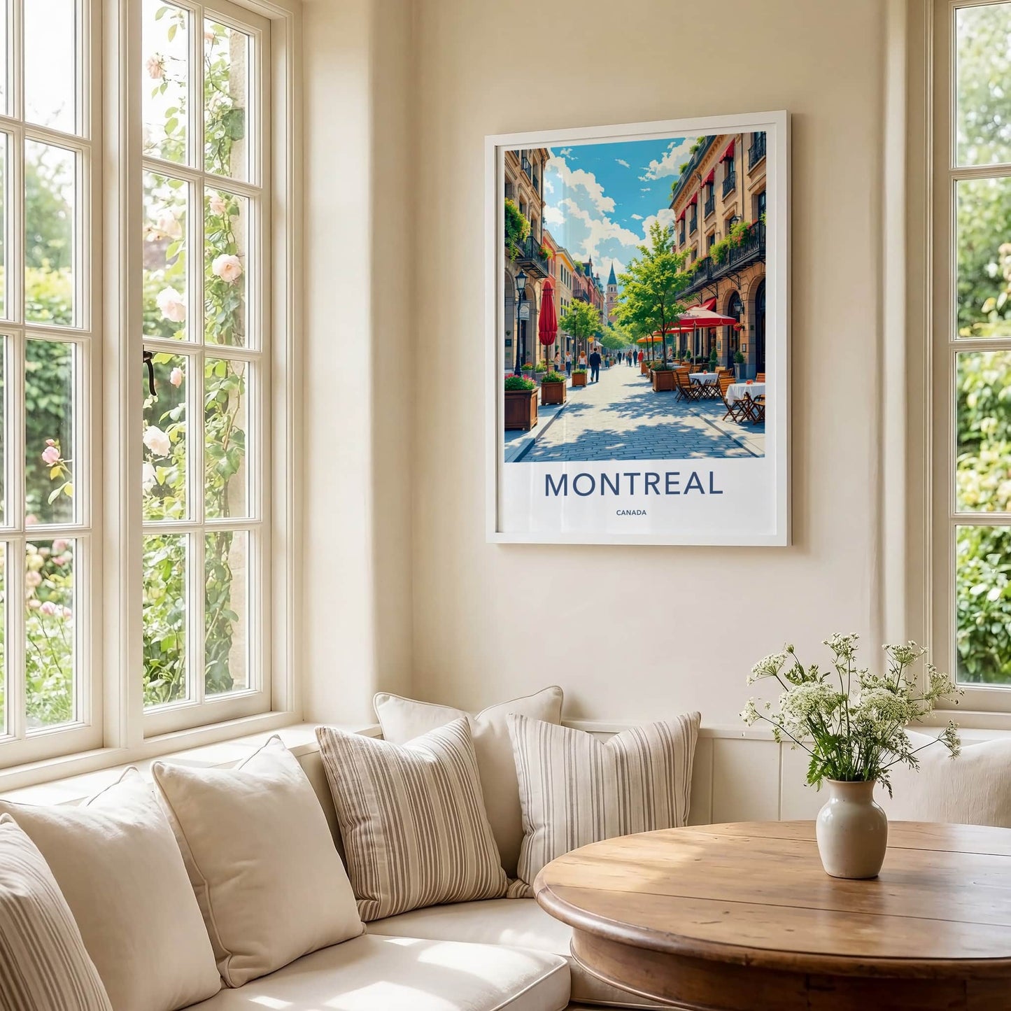 Montreal Poster - Canada Travel Art - Lively Cafe Street Home Decor