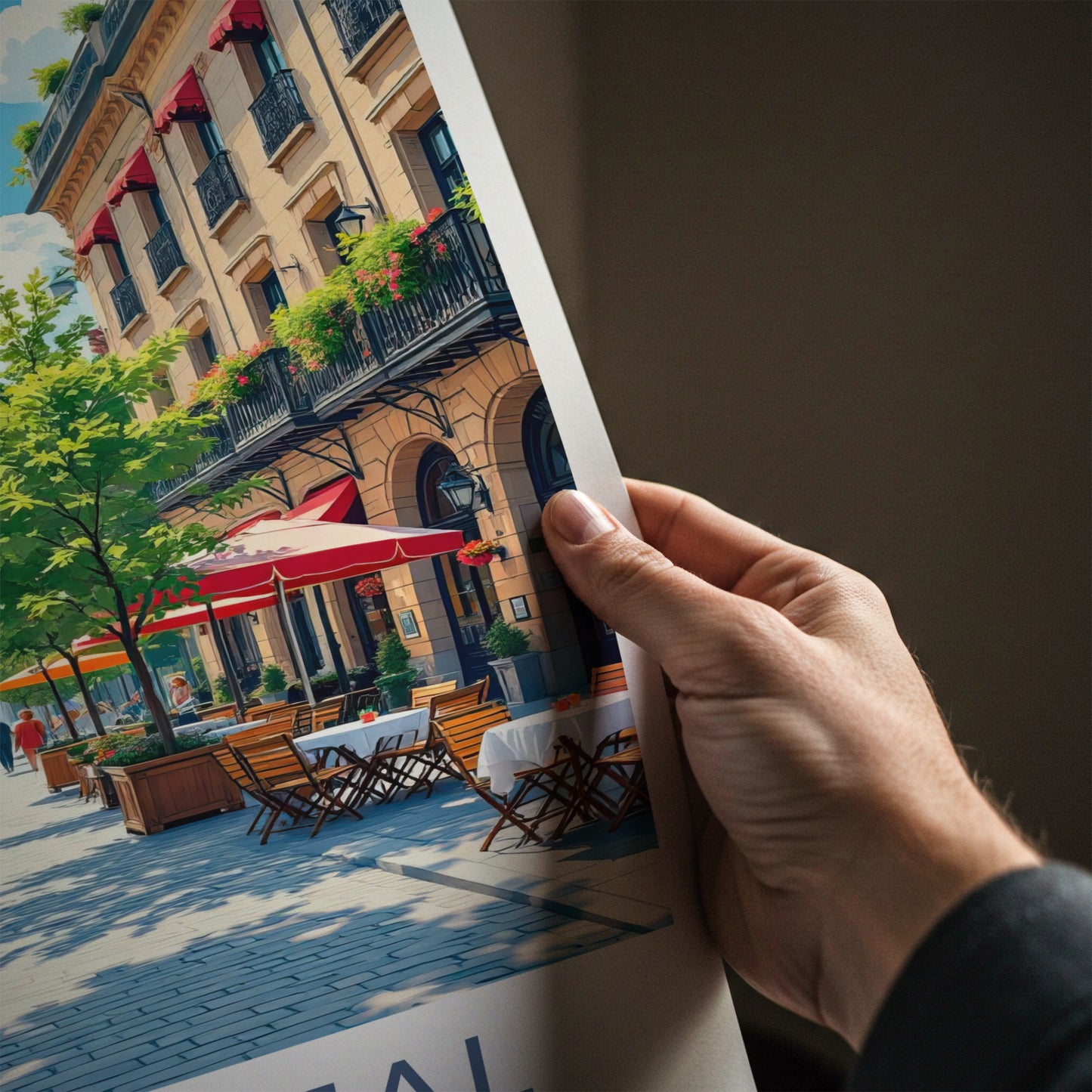 Montreal Poster - Canada Travel Art - Lively Cafe Street Home Decor