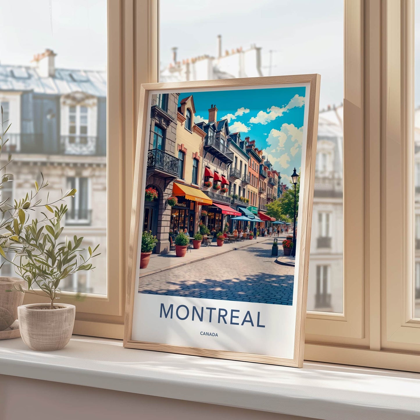 Montreal Poster - Canada Travel Art - Lively Street Scene Home Decor