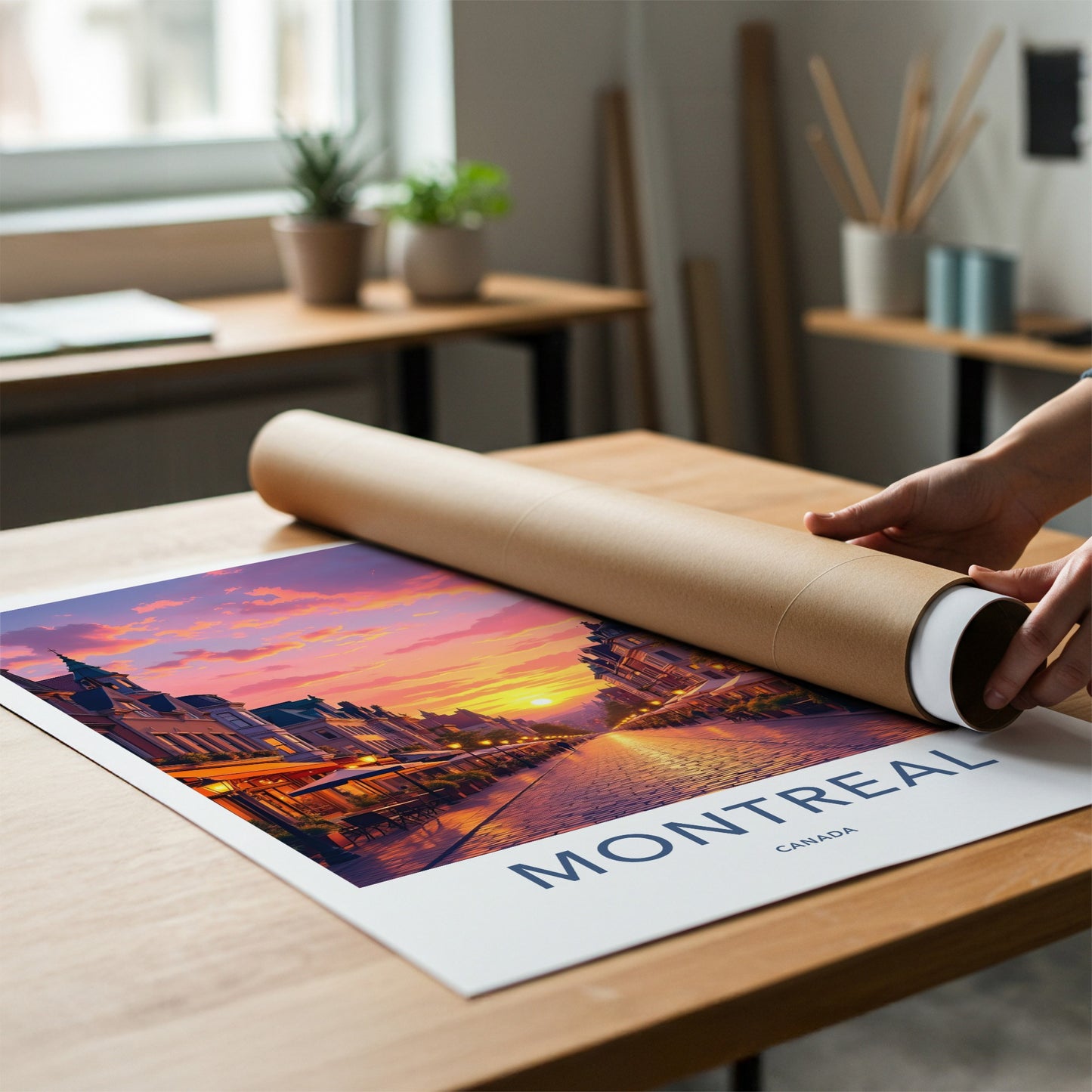 Montreal Poster - Canada Travel Art - Vibrant City Sunset Home Decor