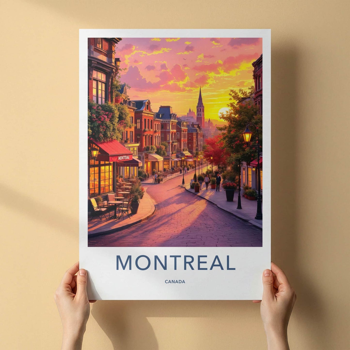 Montreal Poster - Canada Travel Art - Vibrant City Sunset Home Decor