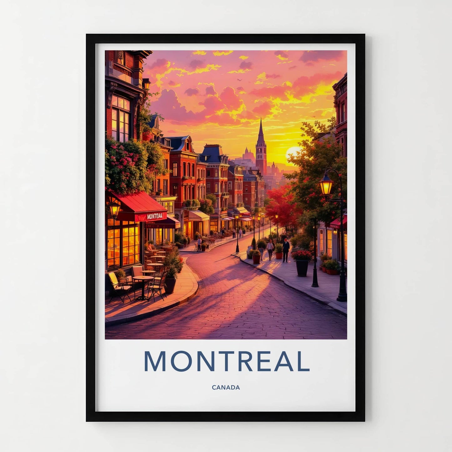 Montreal Poster - Canada Travel Art - Vibrant City Sunset Home Decor