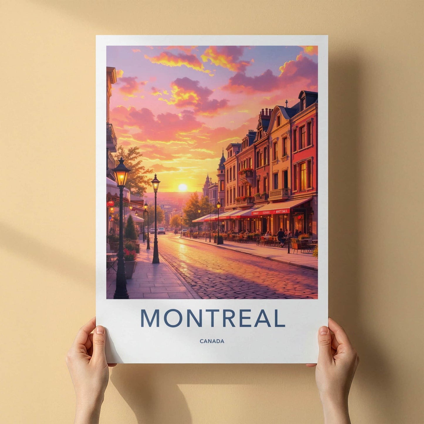 Montreal Poster - Canada Travel Art - Vibrant Sunset Street Home Decor