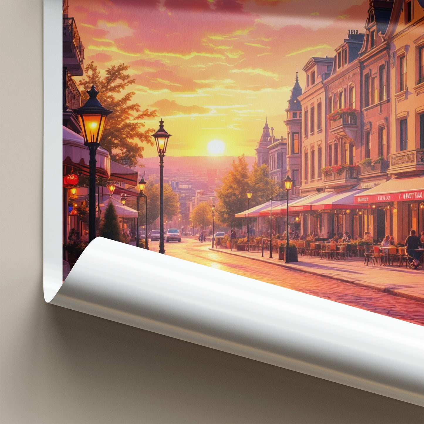 Montreal Poster - Canada Travel Art - Vibrant Sunset Street Home Decor