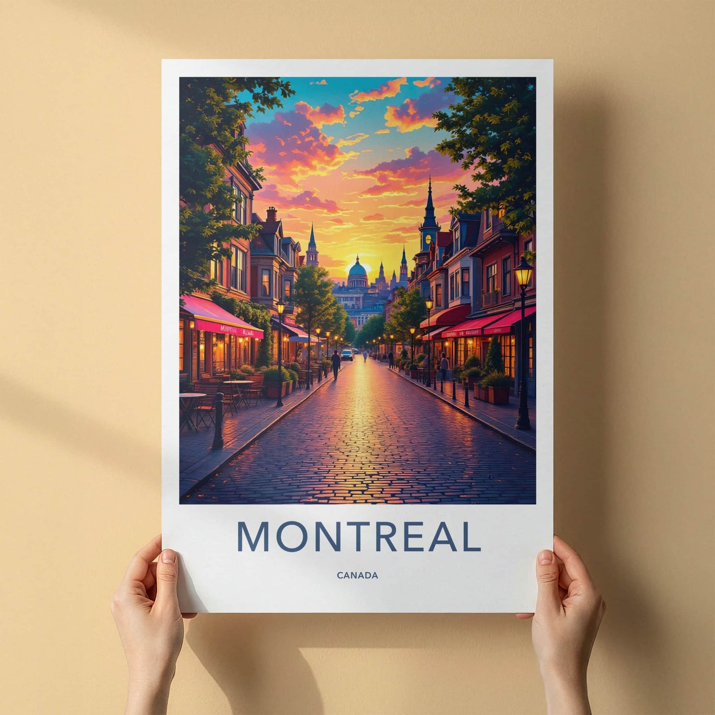 Montreal Poster - Canada Travel Art - Vibrant Sunset Street Home Decor