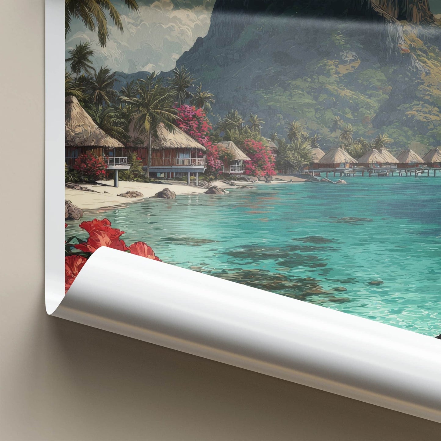Moorea Poster - French Polynesia Travel Art - Mountain Lagoon Bungalows Home Decor