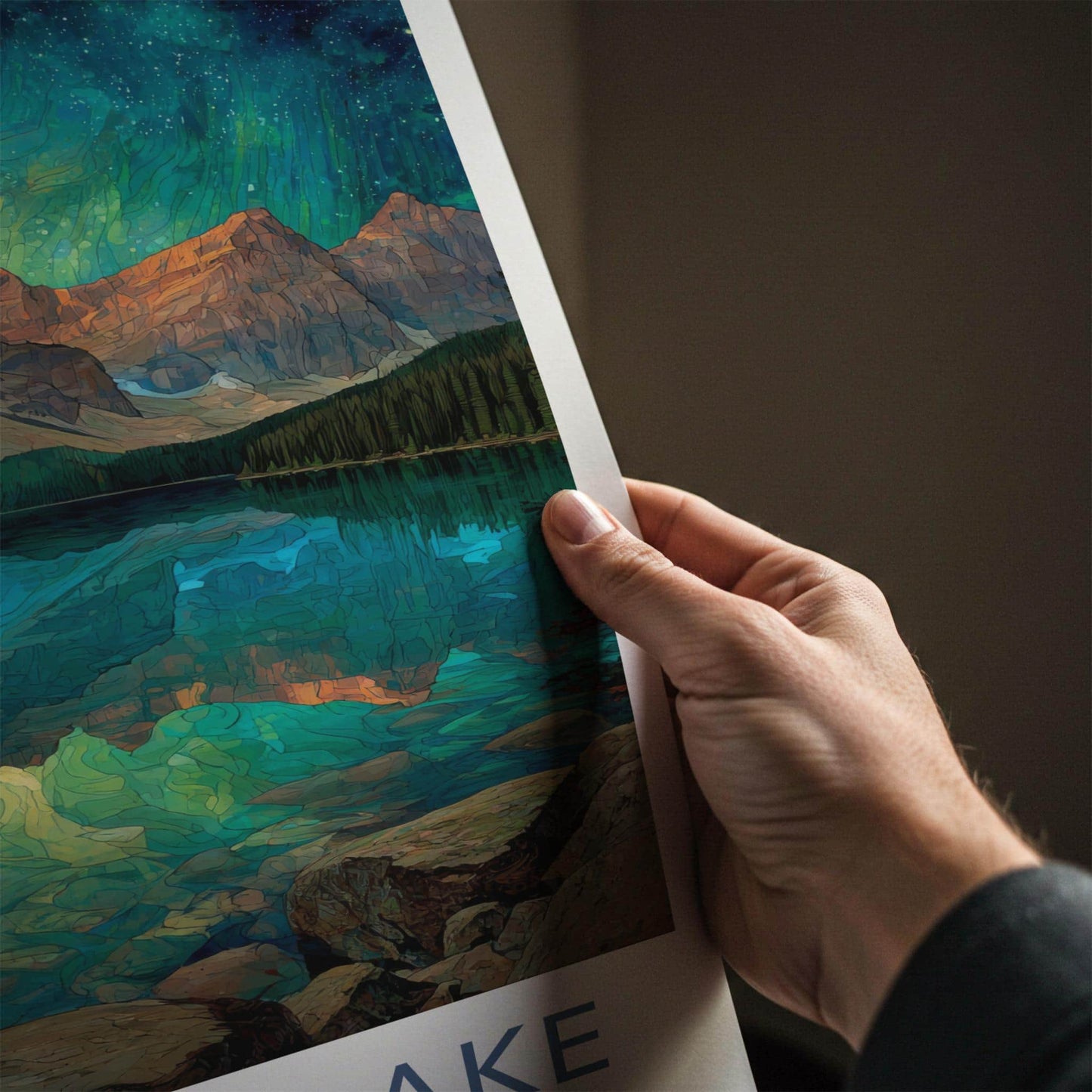 Moraine Lake Poster - Canada Art Print - Aurora Mountains Reflection Wall Decor