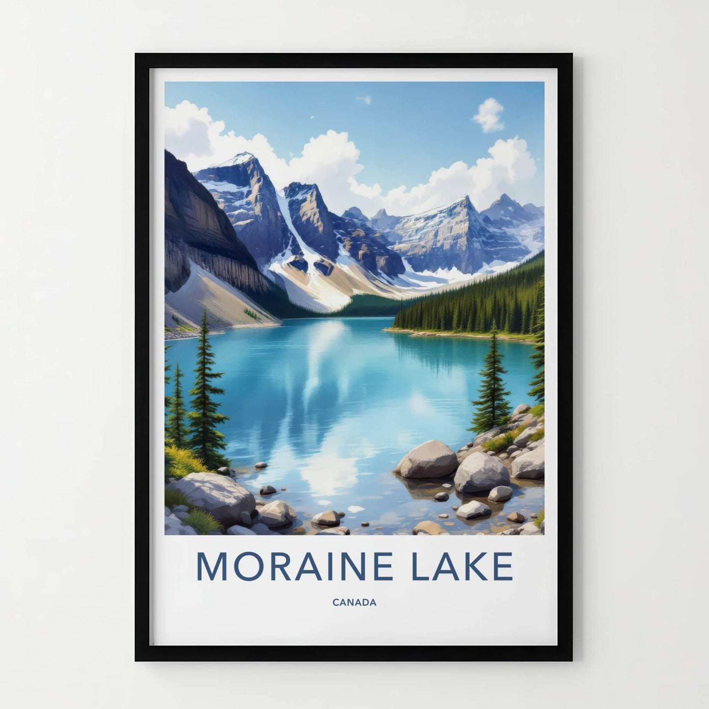 Moraine Lake Poster - Canada Travel Art - Clear Lake Mountains Home Decor