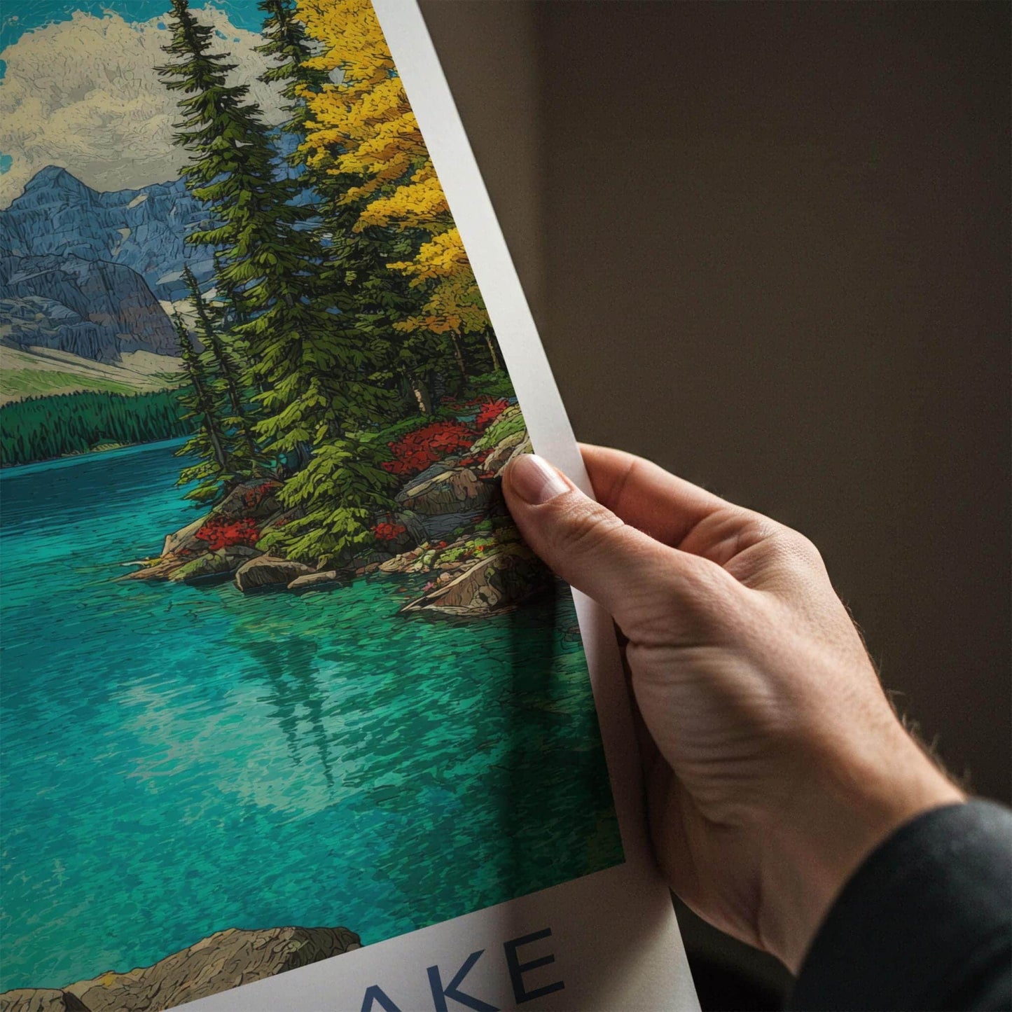 Moraine Lake Poster - Canada Travel Art - Turquoise Lake Mountains Home Decor