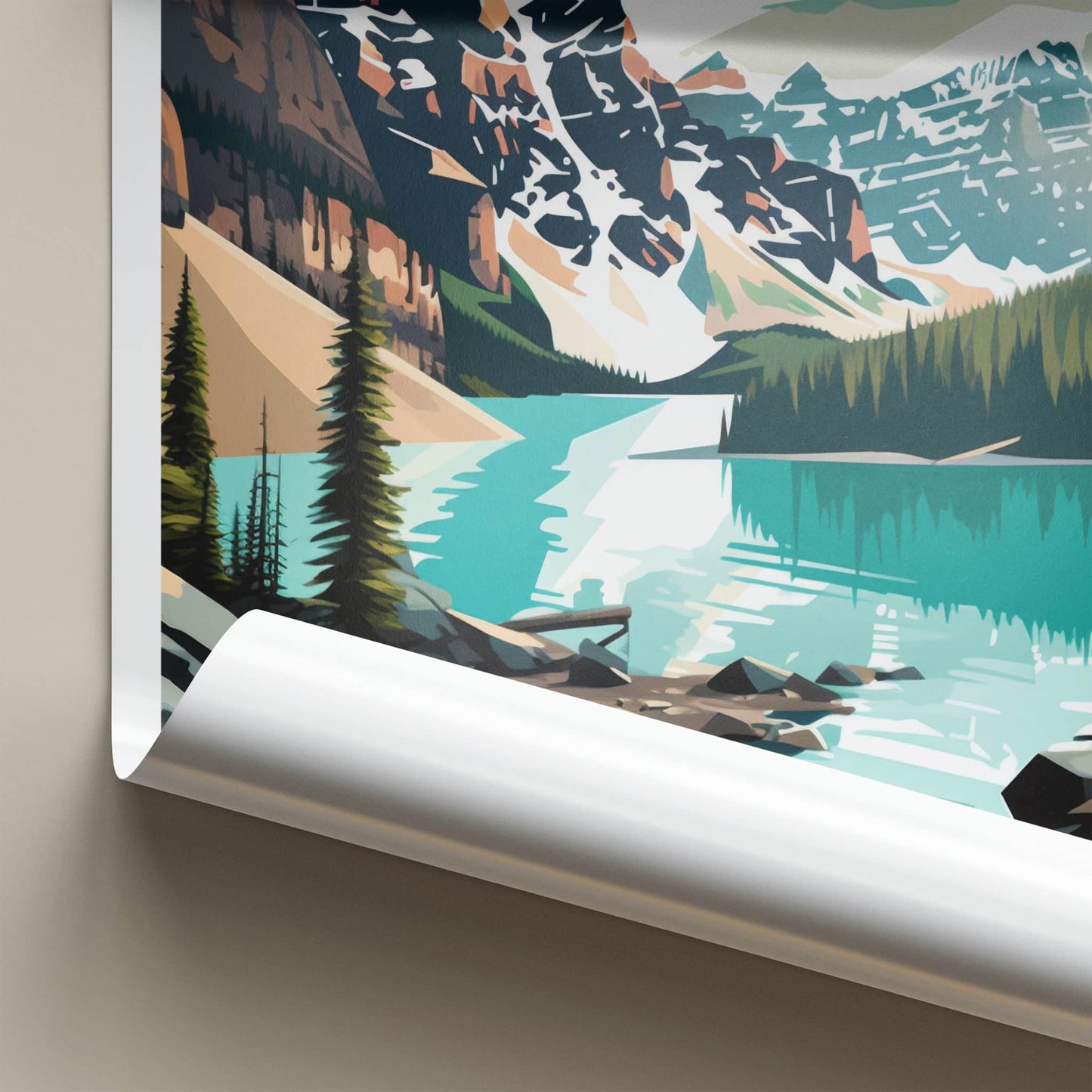 Moraine Lake Poster - Canada Travel Art - Turquoise Lake Mountains Wall Decor