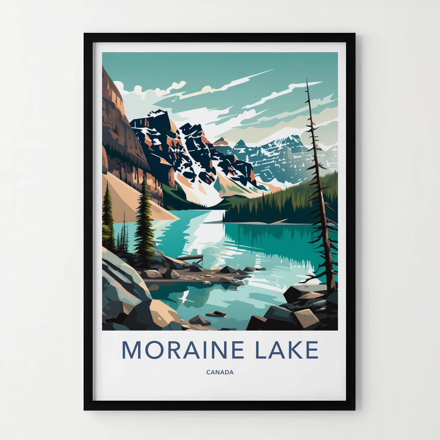 Moraine Lake Poster - Canada Travel Art - Turquoise Lake Mountains Wall Decor