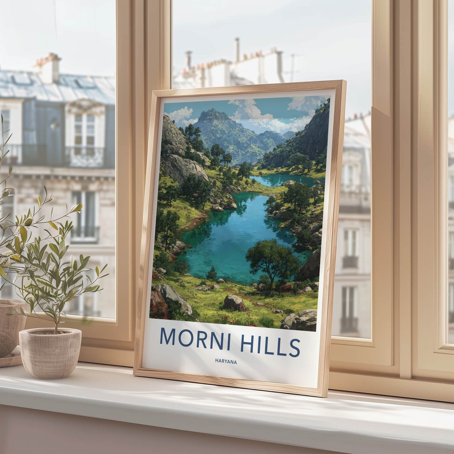 Morni Hills Poster - India Wall Art - Valley Lake Mountain Home Decor
