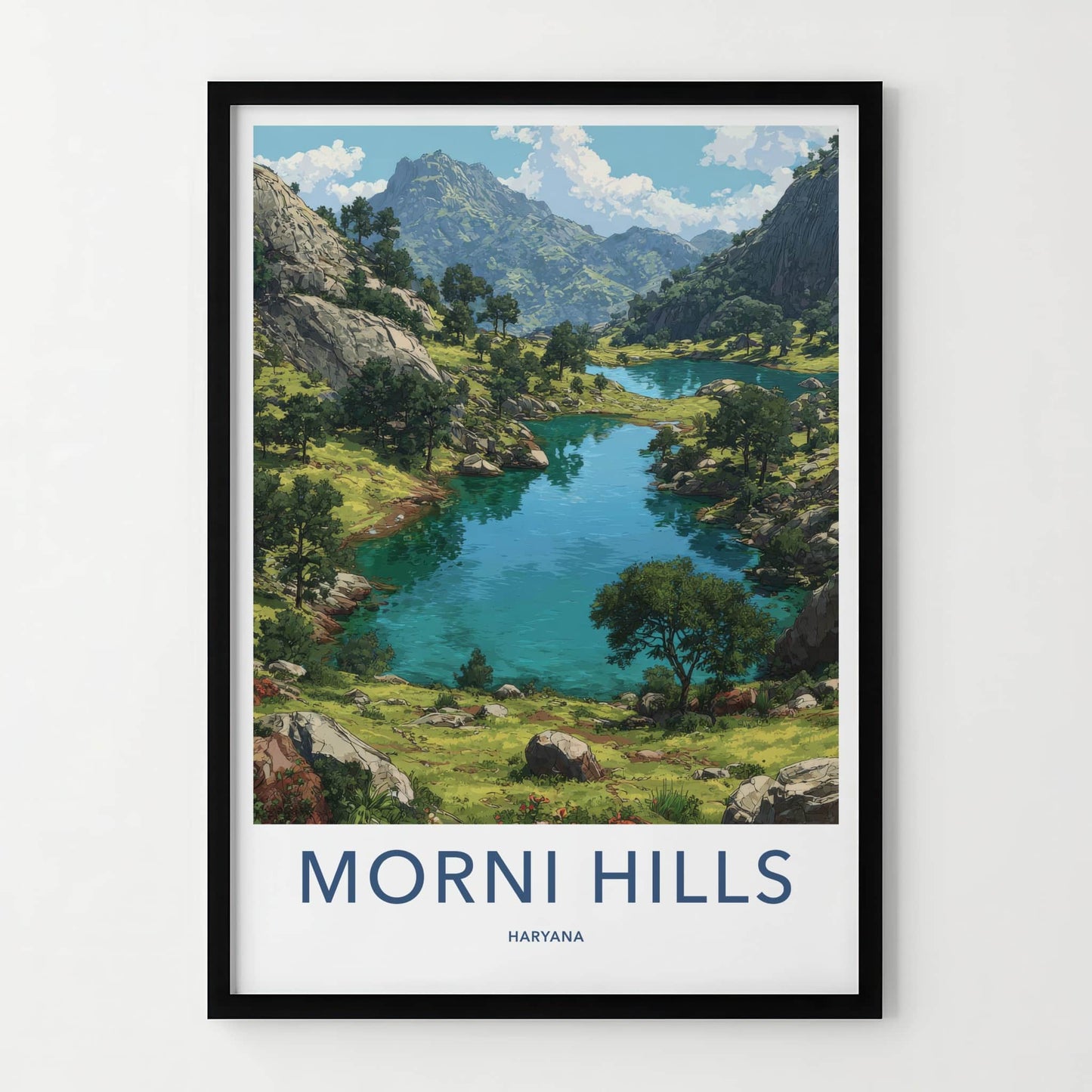 Morni Hills Poster - India Wall Art - Valley Lake Mountain Home Decor