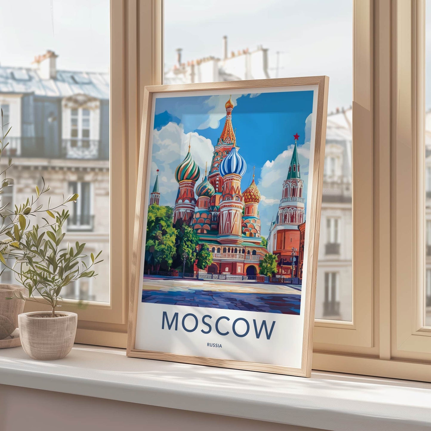 Moscow Poster - Russia Travel Art - Colorful Cathedral Domes Home Decor