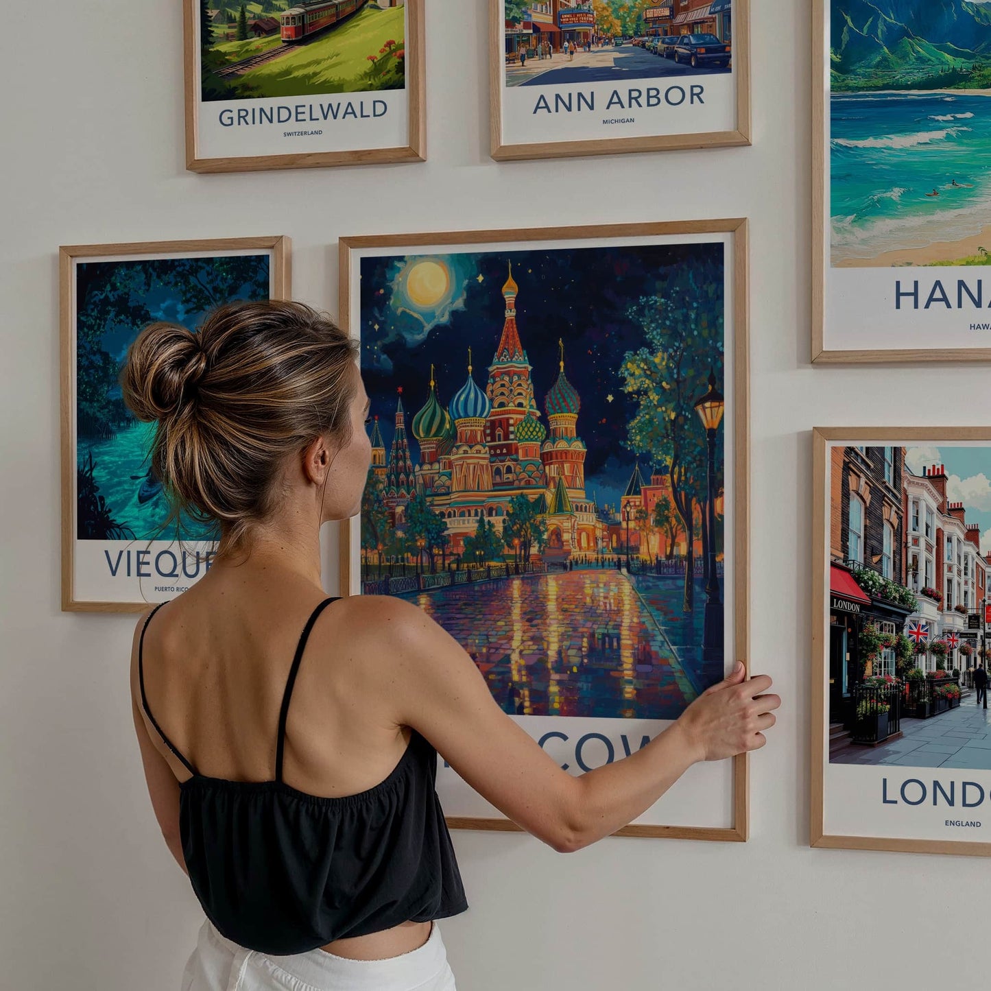 Moscow Poster - Russia Travel Art - Vibrant Temple Reflections Home Decor