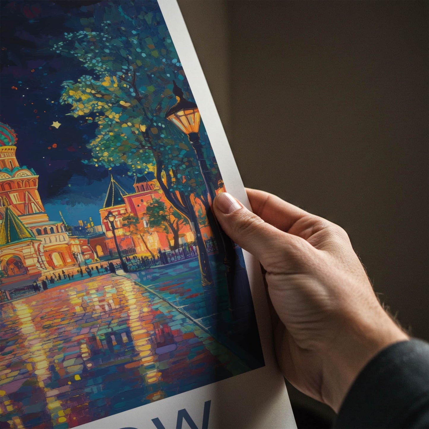 Moscow Poster - Russia Travel Art - Vibrant Temple Reflections Home Decor
