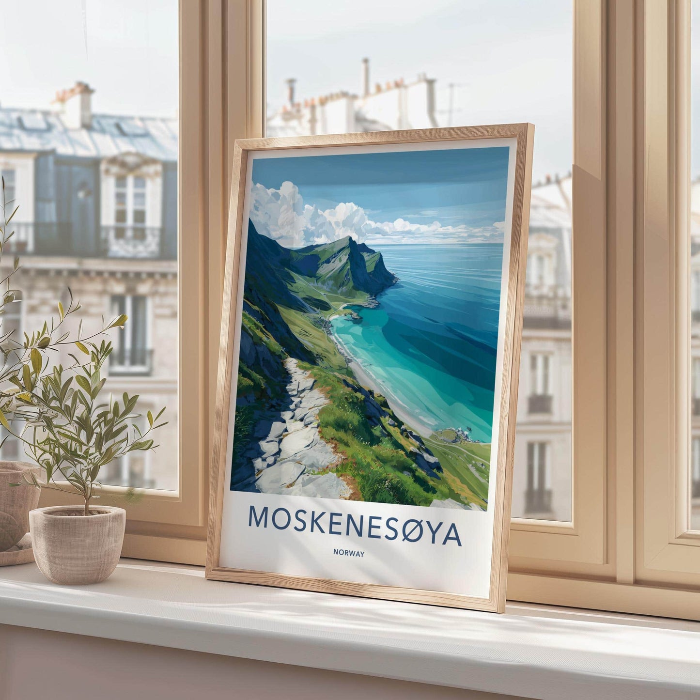 Moskenesoya Poster - Norway Wall Art - Coastal Mountain Path Home Decor