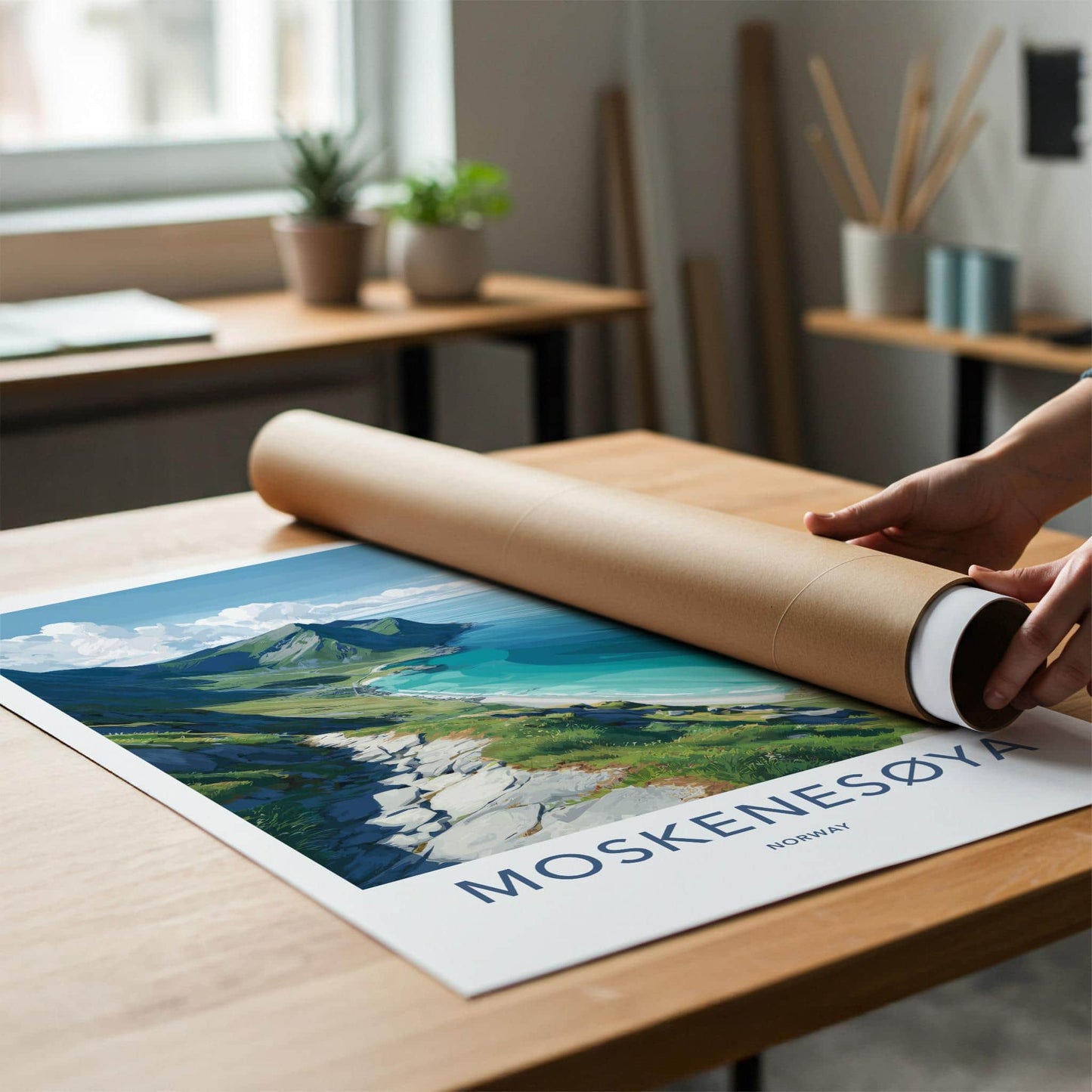 Moskenesoya Poster - Norway Wall Art - Coastal Mountain Path Home Decor