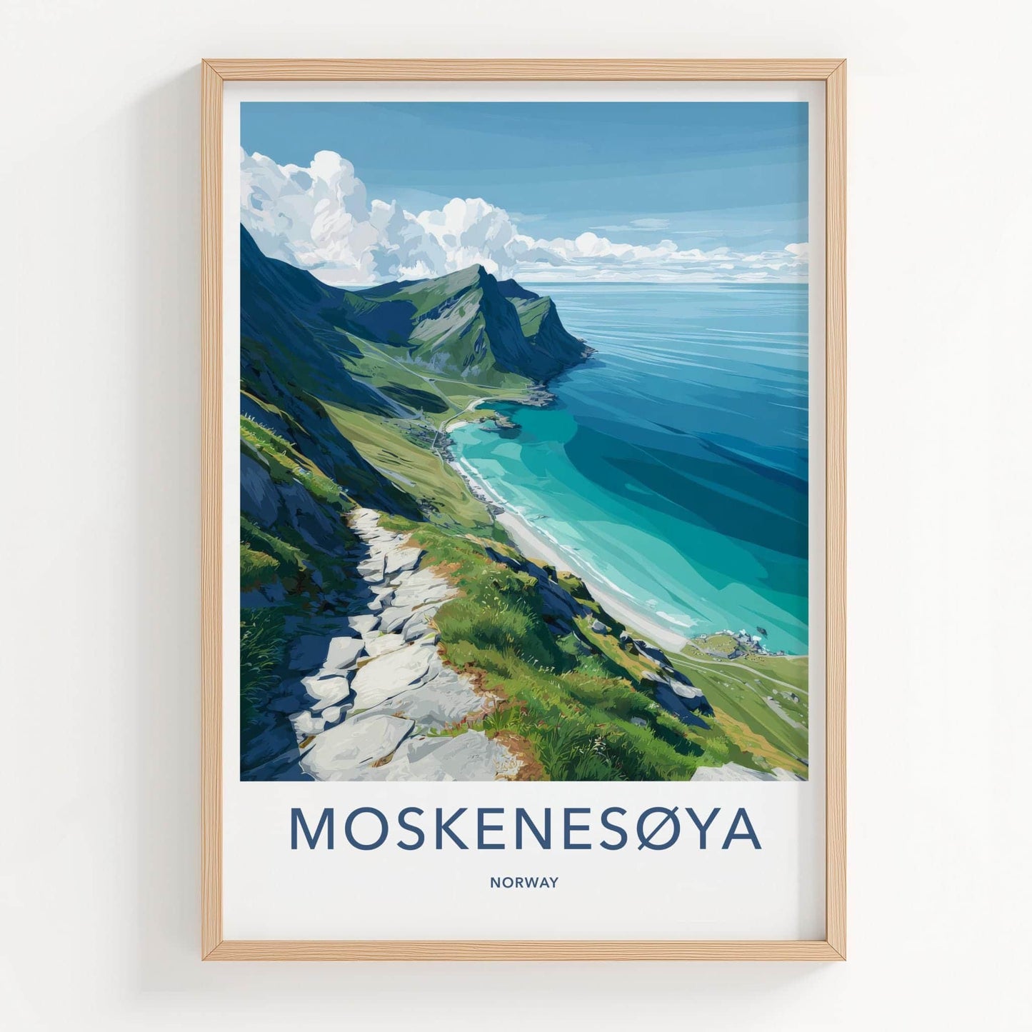 Moskenesoya Poster - Norway Wall Art - Coastal Mountain Path Home Decor
