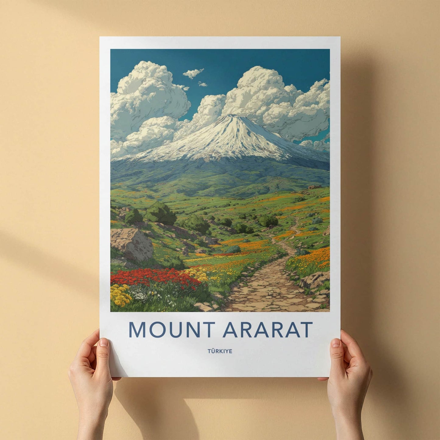 Mount Ararat Poster - Turkiye Art Print - Snowy Peak Path Home Decor