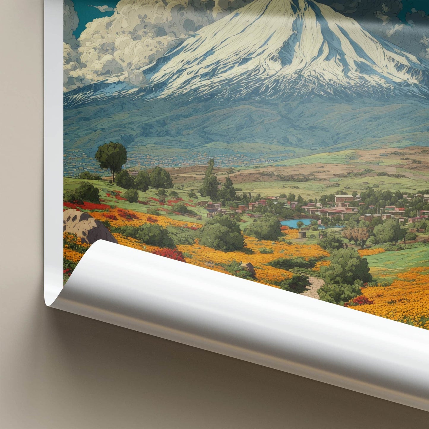 Mount Ararat Poster - Turkiye Travel Print - Snowy Summit Meadow Home Art