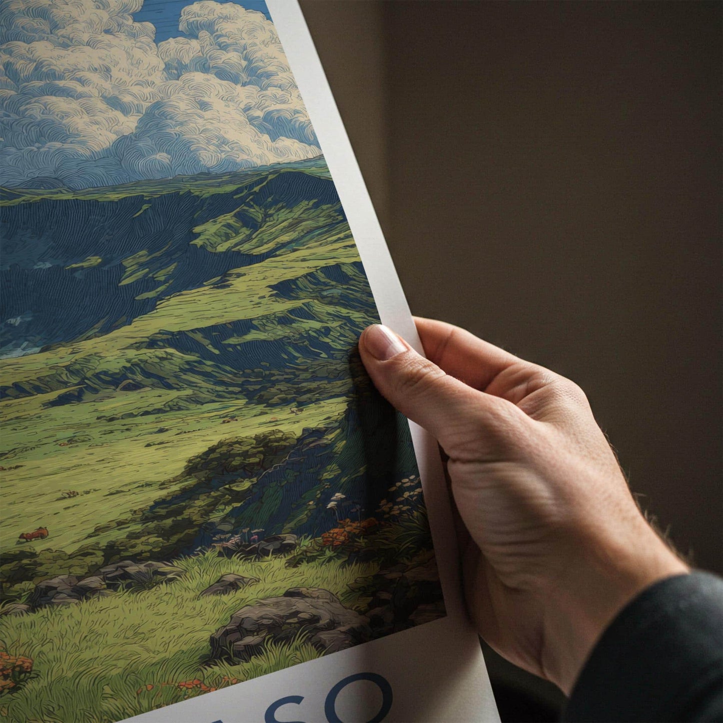 Mount Aso Poster - Japan Travel Art - Volcanic Crater Plume Home Decor