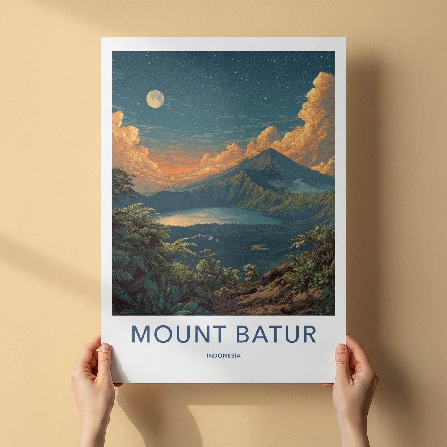 Mount Batur Poster - Indonesia Fine Art - Volcanic Crater Night Gallery Art