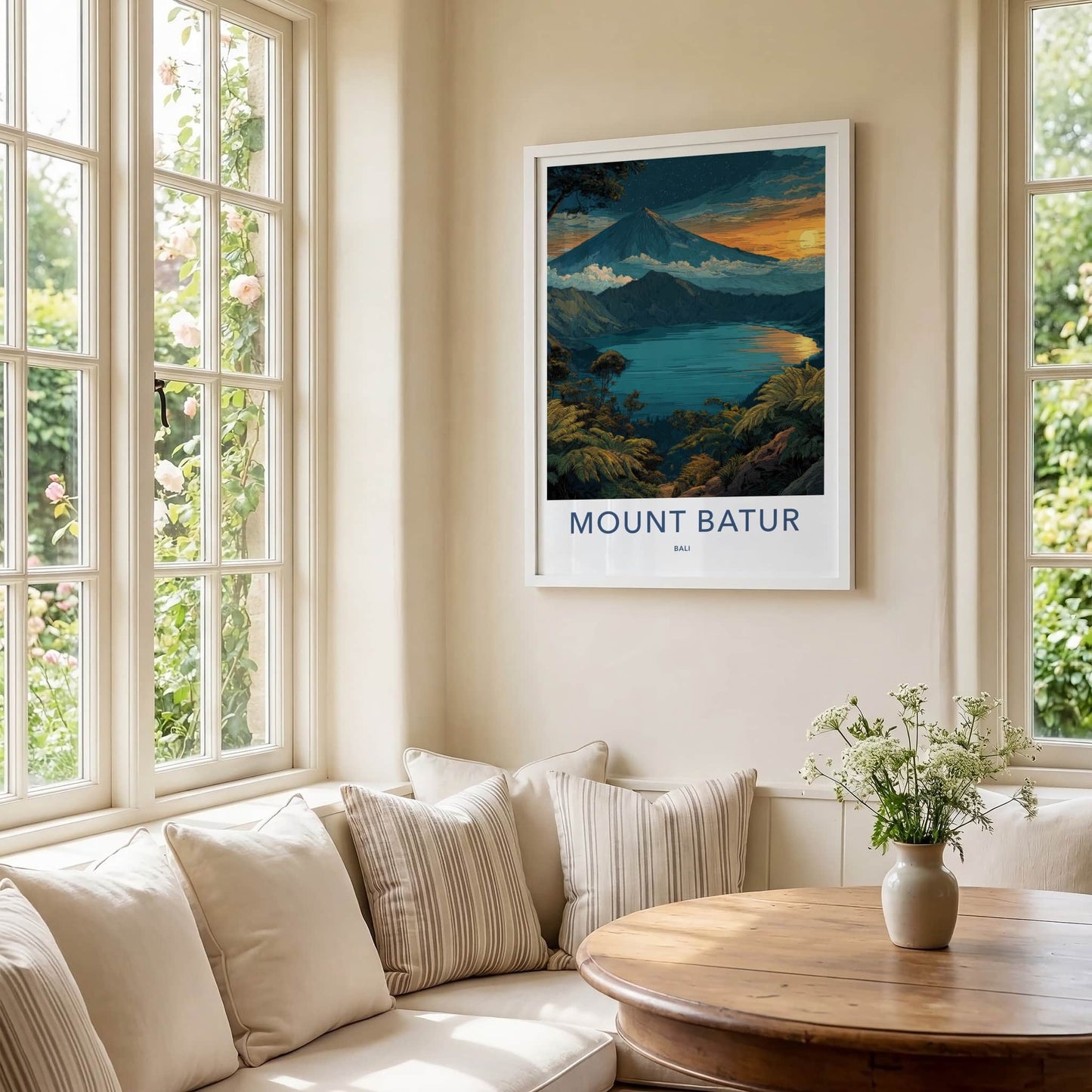 Mount Batur Poster - Indonesia Volcanic Lake Forest Wall Art