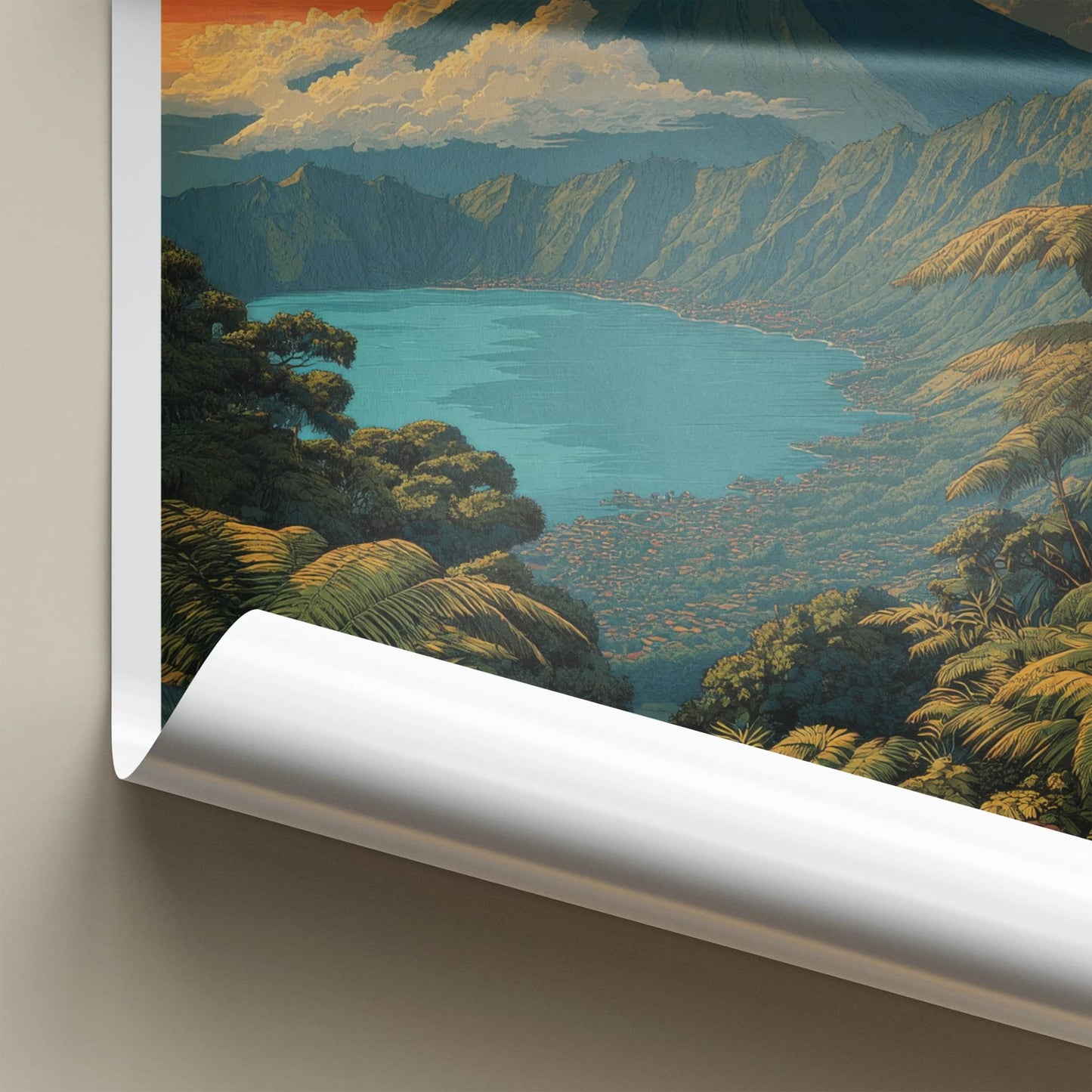 Mount Batur Poster - Indonesia Volcanic Lake Home Decor