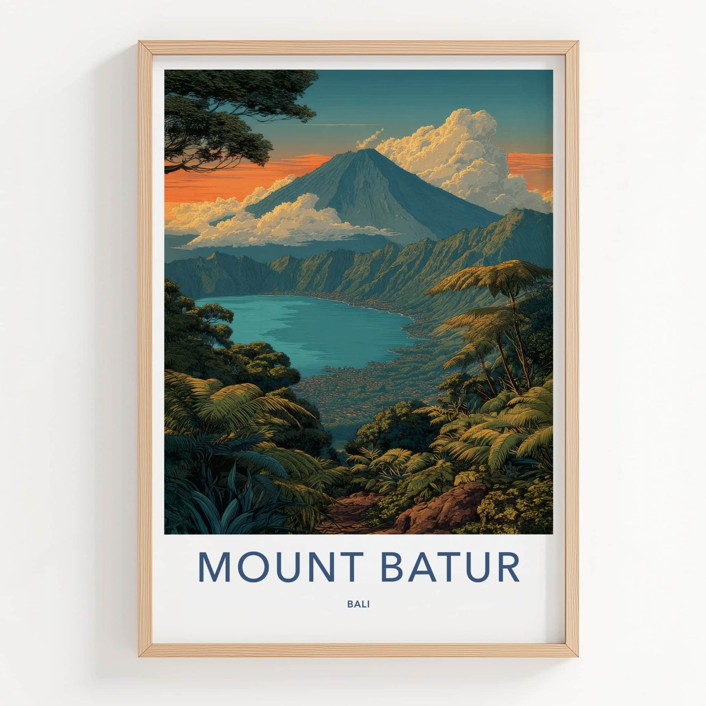Mount Batur Poster - Indonesia Volcanic Lake Home Decor