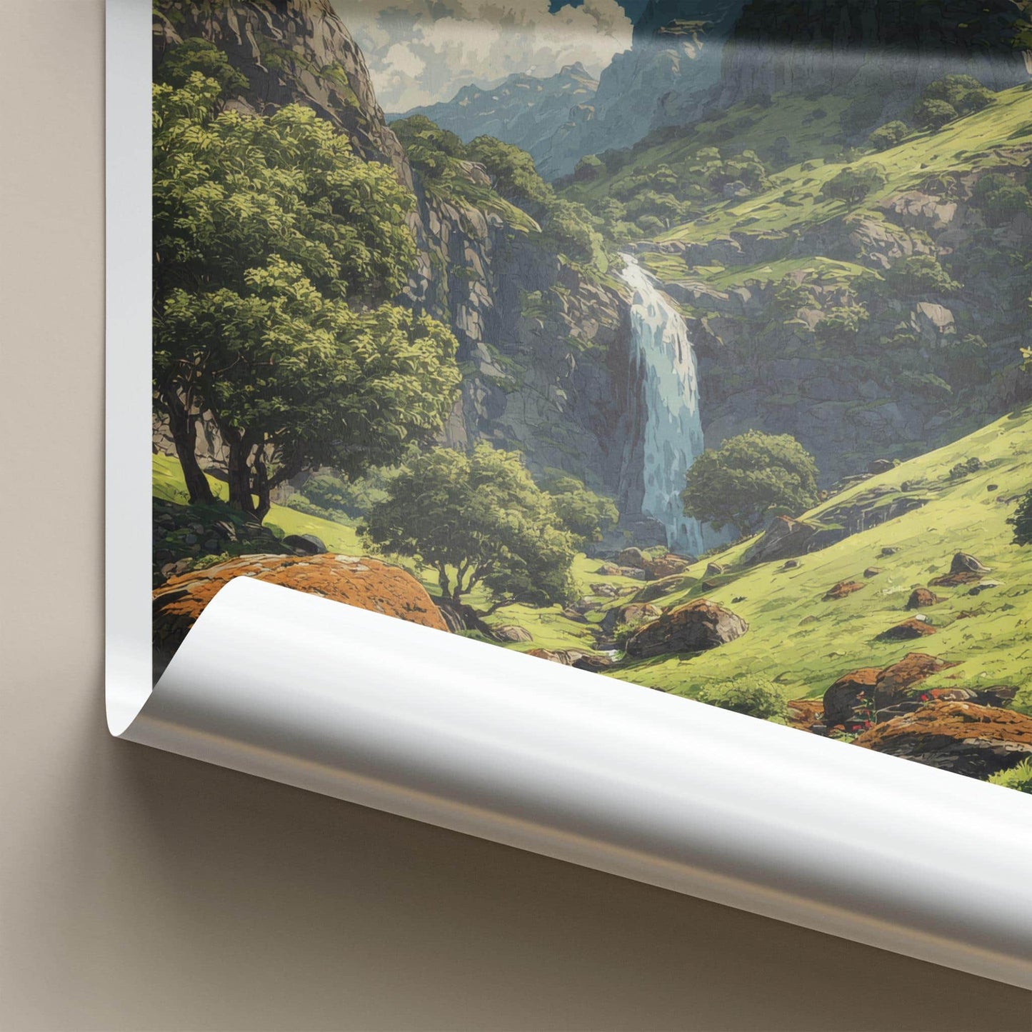 Mount Botev Poster - Bulgaria Travel Art - Lush Mountain Waterfall Home Decor