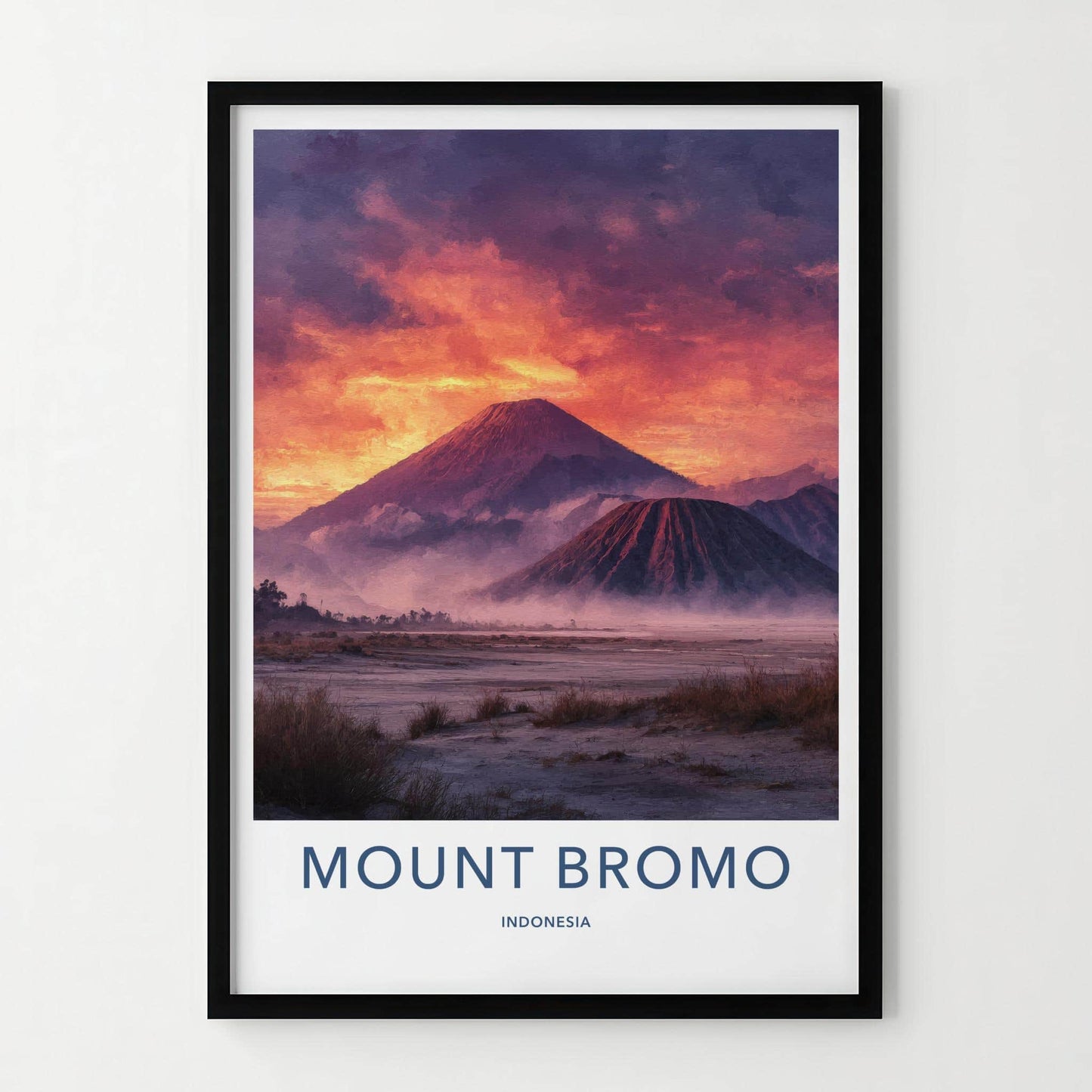 Mount Bromo Poster - Indonesia Travel Art - Volcanic Sunset Vista Home Decor