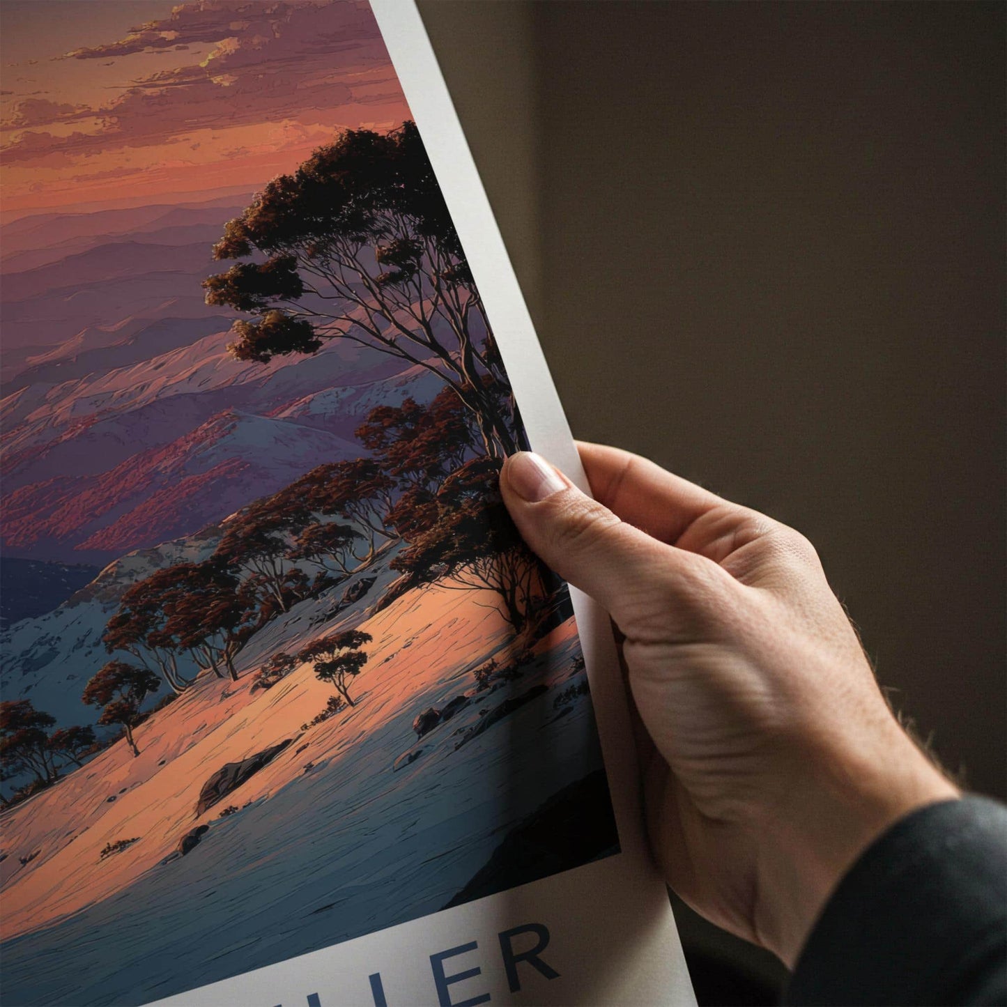 Mount Buller Poster - Australia Travel Art - Orange Sky Mountains Home Decor