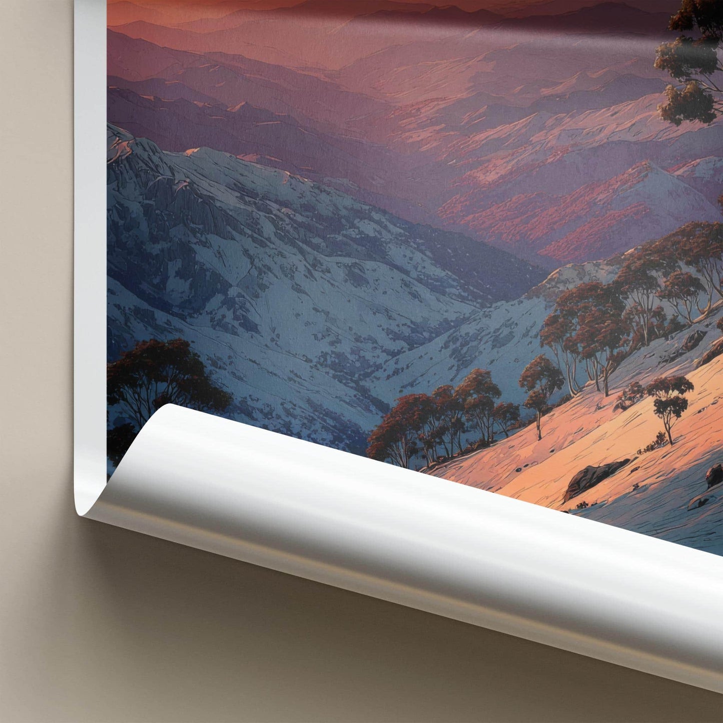 Mount Buller Poster - Australia Travel Art - Orange Sky Mountains Home Decor