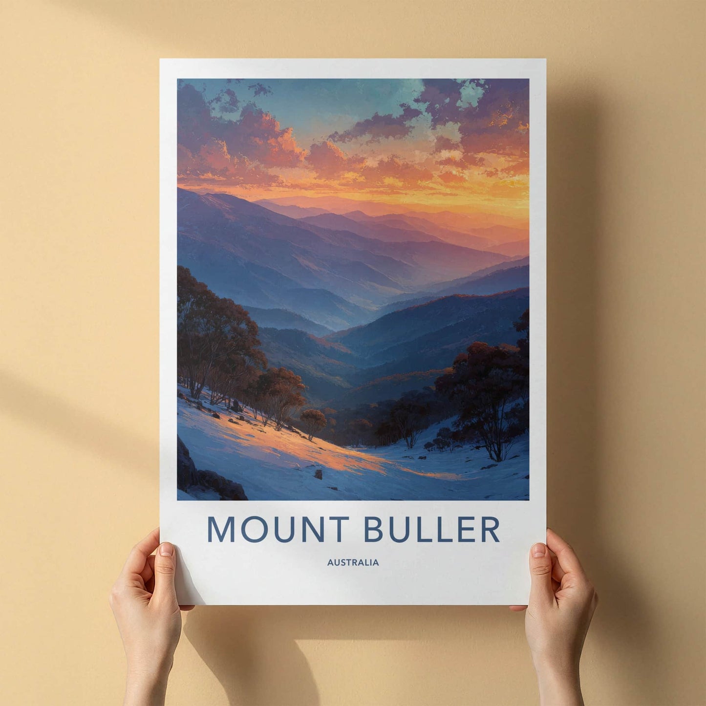 Mount Buller Poster - Australia Travel Art - Snowy Mountain Valley Home Decor