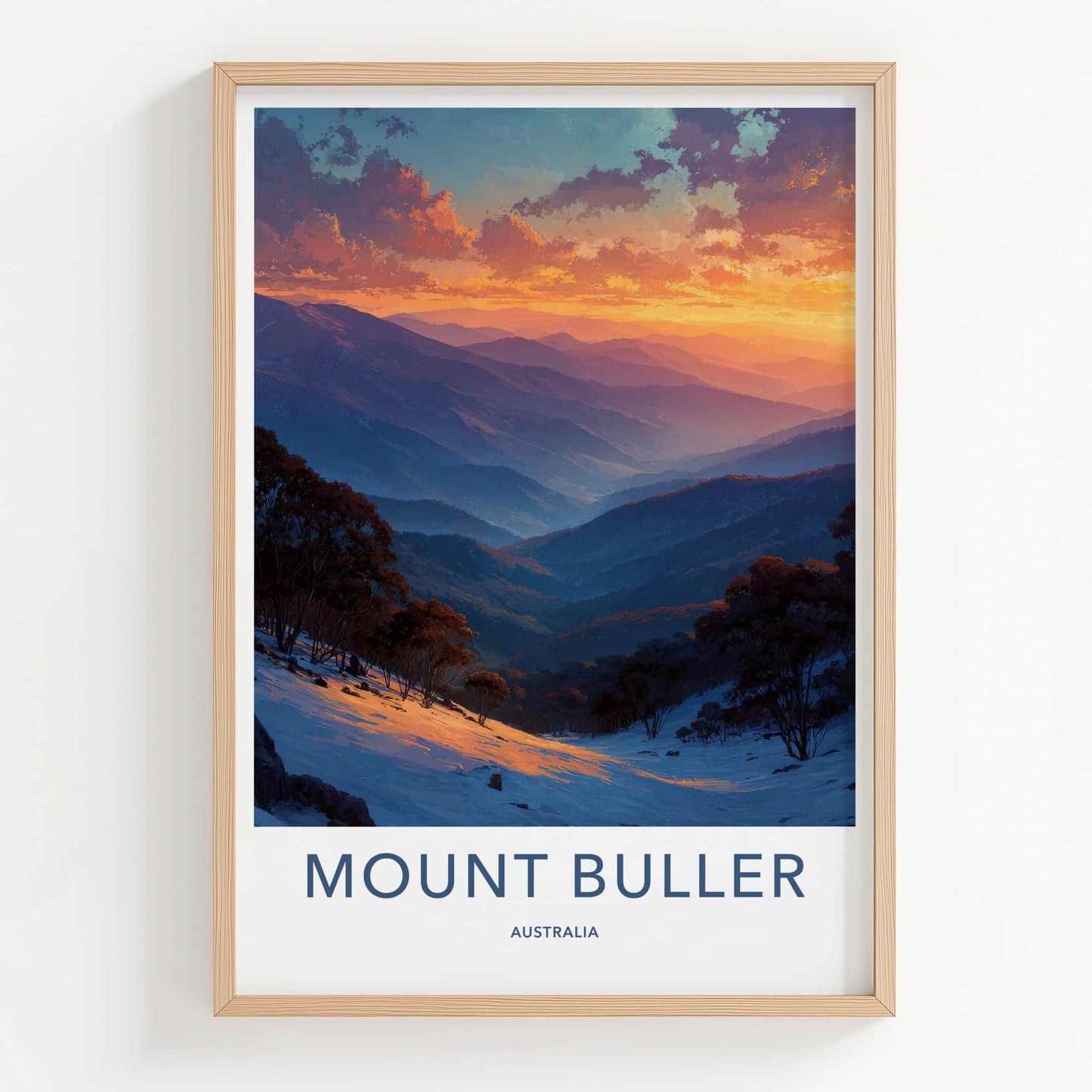 Mount Buller Poster - Australia Travel Art - Snowy Mountain Valley Home Decor