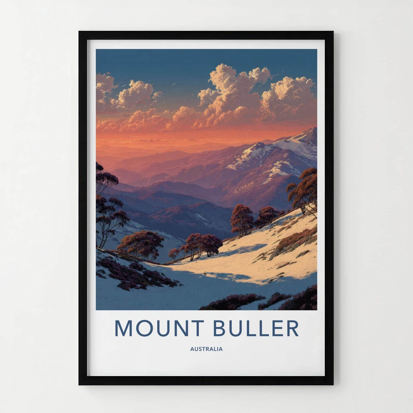 Mount Buller Poster - Australia Wall Art - Mountain Trees Sunset Home Decor