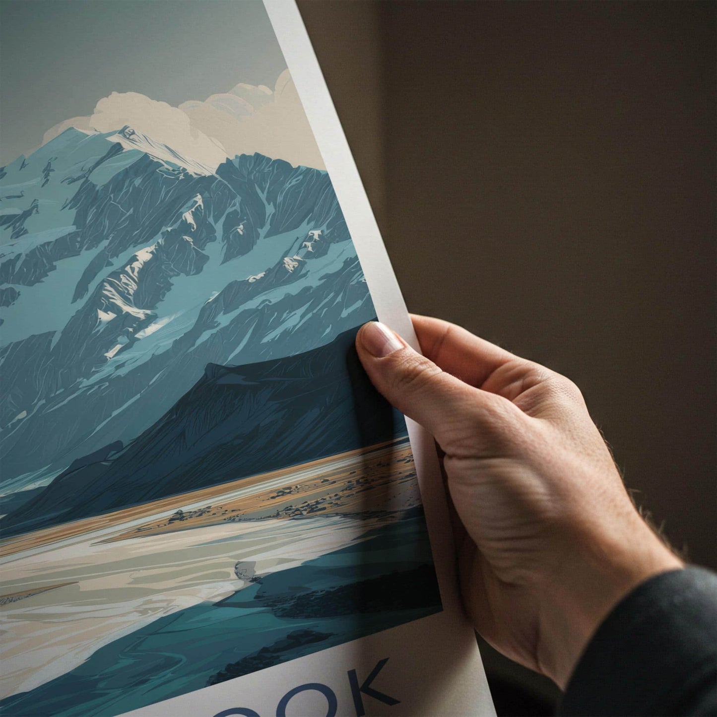 Mount Cook Poster - New Zealand Wall Art - Glacial River Valley Home Decor