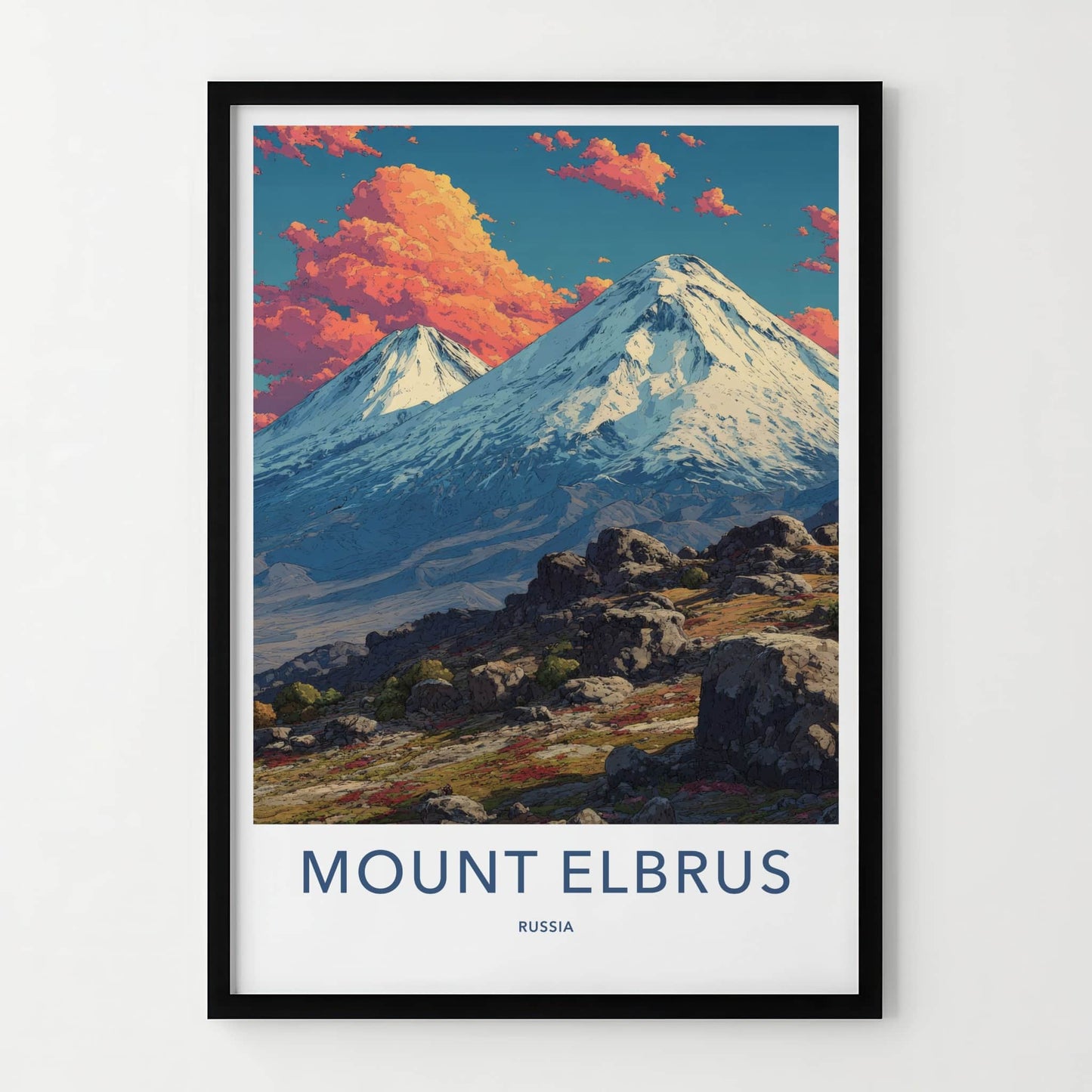 Mount Elbrus Poster - Russia Travel Print - Snow Capped Peaks Gallery Art