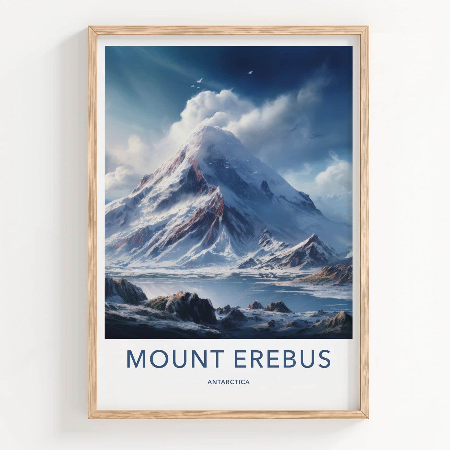 Mount Erebus Poster - Antarctica Travel Art - Snowy Mountain Vista Home Decor