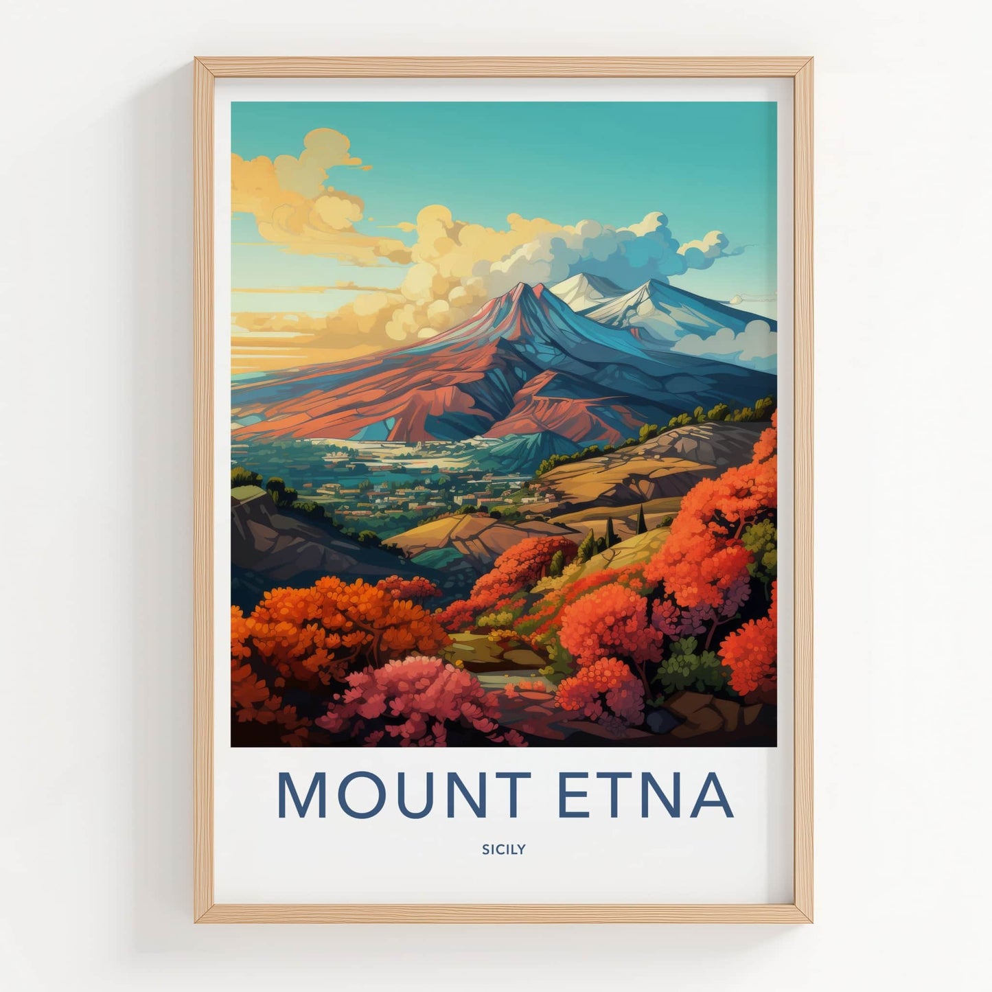 Mount Etna Poster - Italy Travel Art - Vibrant Autumn Landscape Home Decor