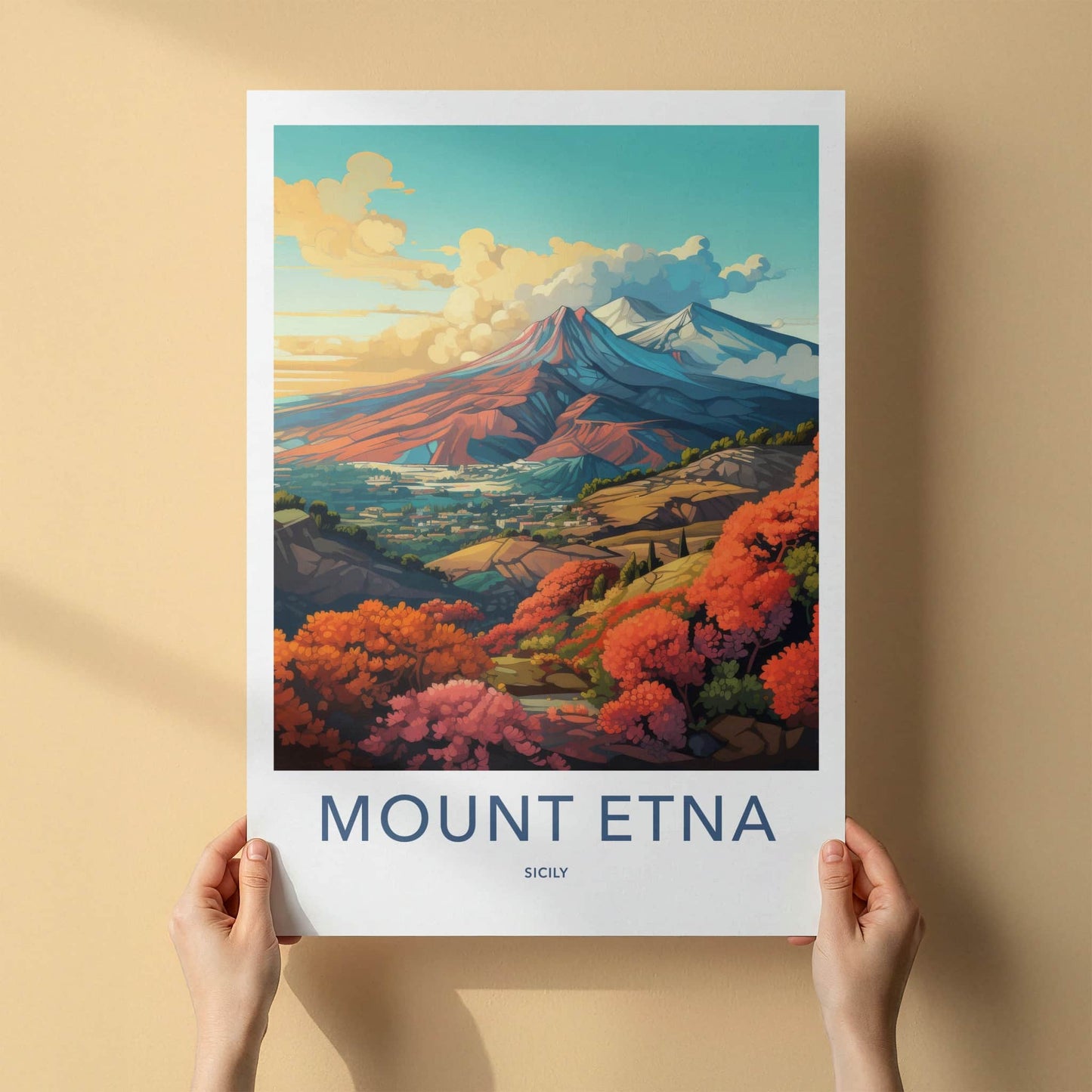 Mount Etna Poster - Italy Travel Art - Vibrant Autumn Landscape Home Decor