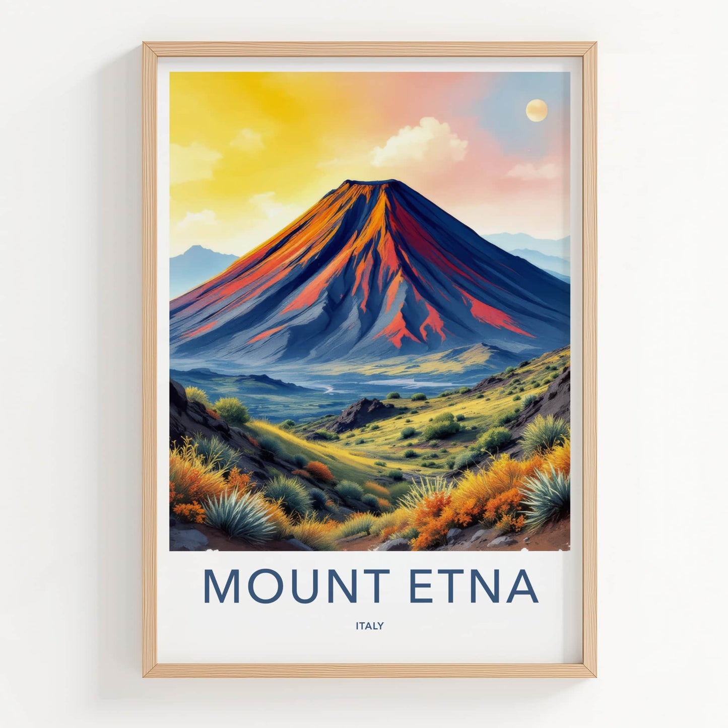 Mount Etna Poster - Italy Travel Art - Vibrant Volcanic Slopes Home Decor