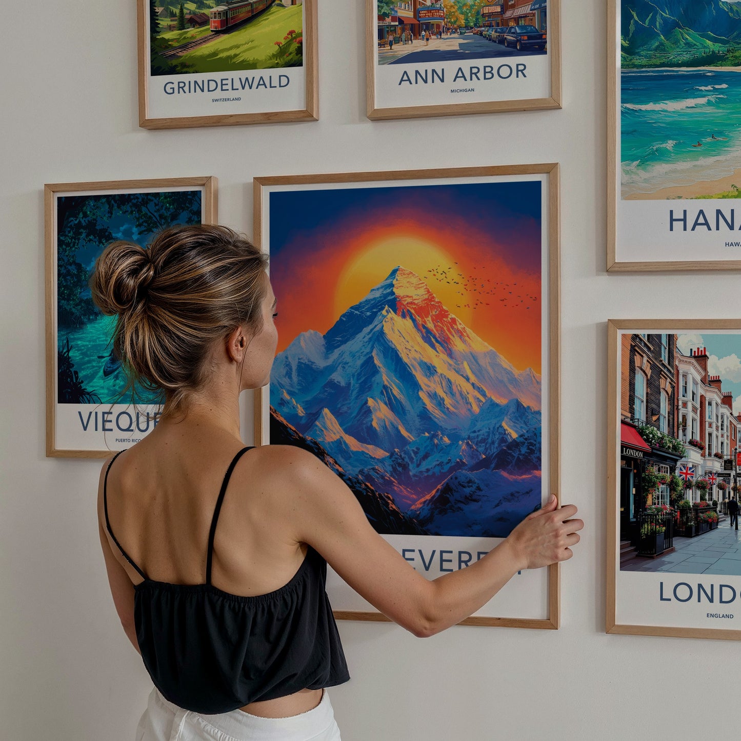 Mount Everest Poster - China Travel Art - Golden Sunset Peak Wall Decor